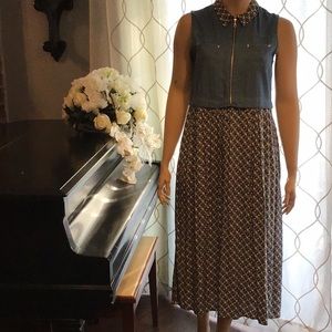 Sleeve less dress denim vest dress